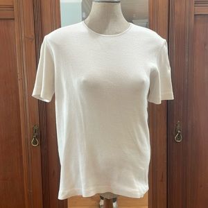 Vintage Bobbie Brooks top short sleeve ribbed cotton stretch white womens size M